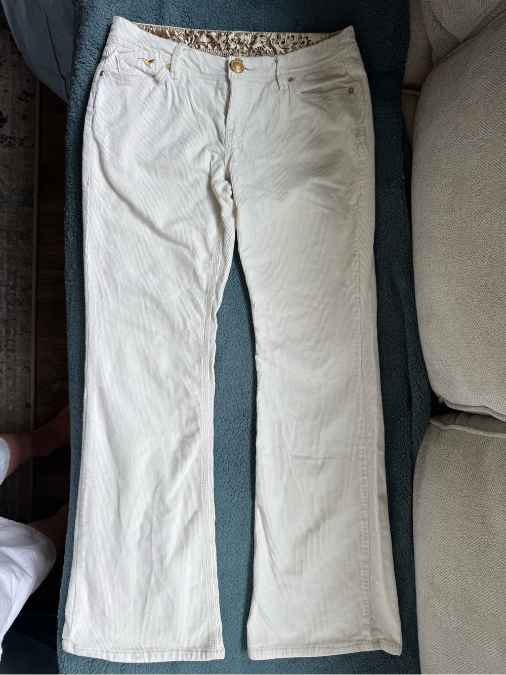 ‘Grane’ Cream Corduroy Bootcut Pants